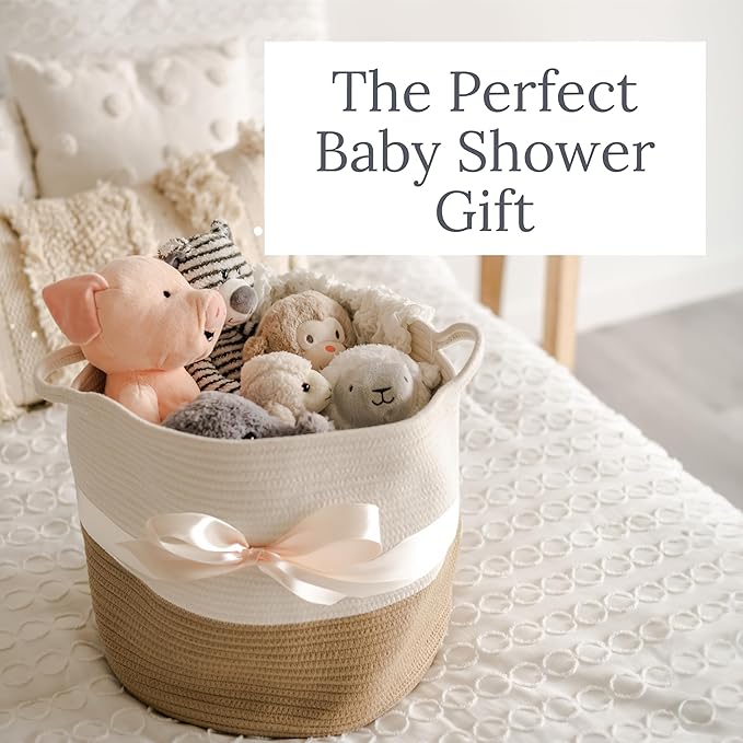 Natemia Extra Large Storage Basket (20" x 20" x 14") - Woven Baskets for Storage, Baby Storage Basket and Toy Organizer, Blanket Basket, Perfect Baby Registry Gift, Rope Baskets for Storage
