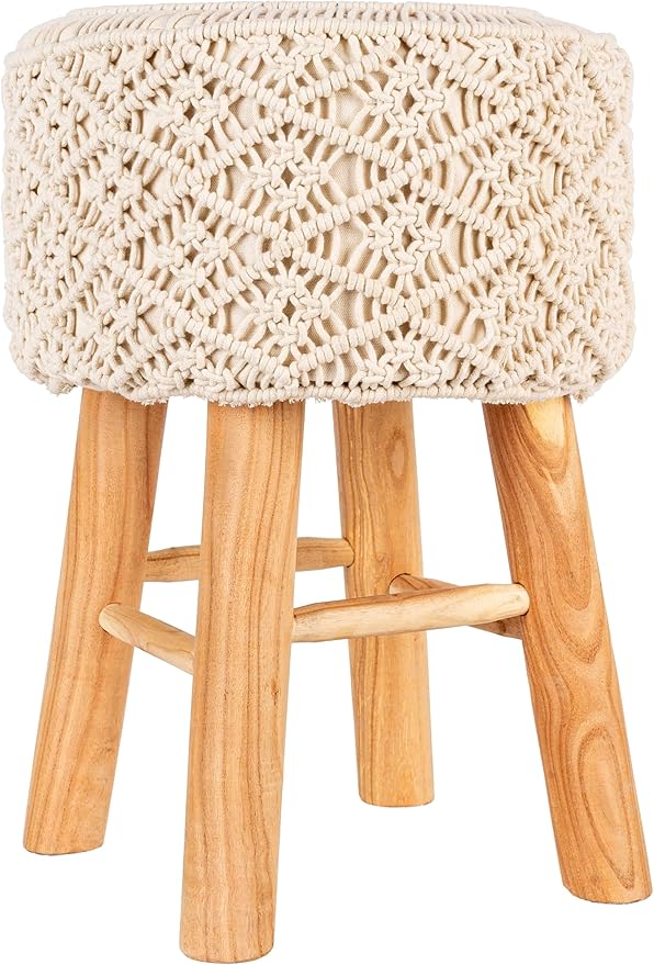 Mark&Day Pouf Ottoman, Huittinen Cream Round Pouf Foot Rest Furniture Piece for Living Room, Bedroom and Boho Home Decor (20"x14"x14")
