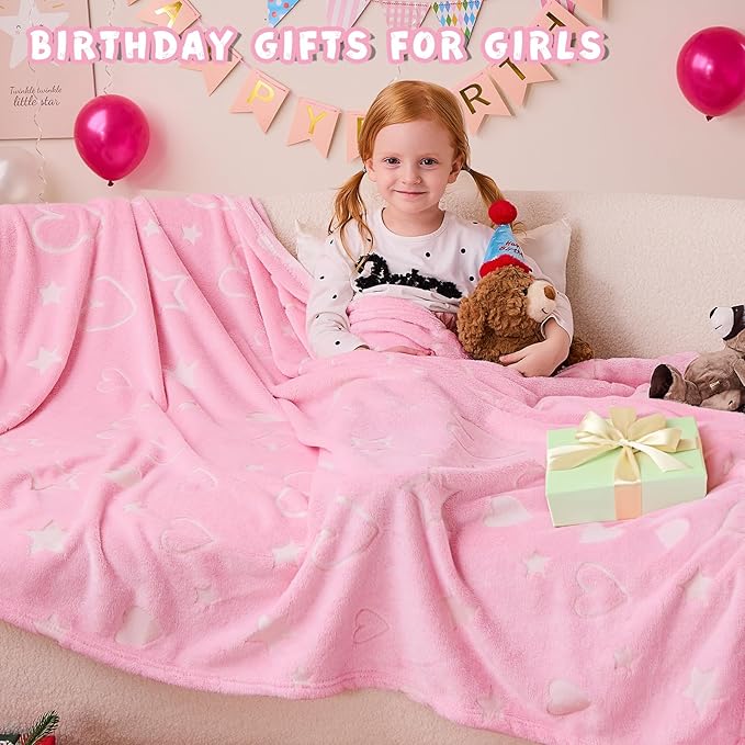 inhand Glow in The Dark Stars Blanket for Girls Boys Cute Kids Throw Blanket Funny Space Moon Galaxy Blanket Gaming Room Decor Toys Birthday Gifts Ideas Stuff for 1-10 Years Old (40"x60" Grey)