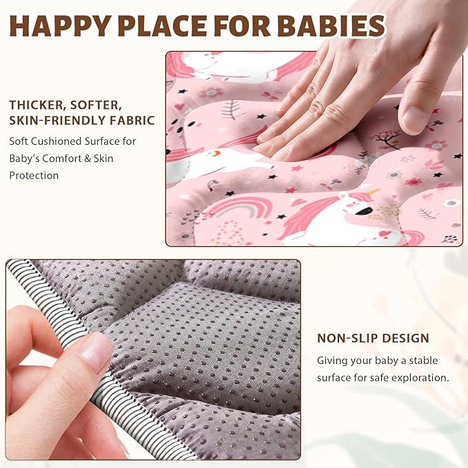 Baby Play Mat 50"x50" Extra Thick Foam Playmat - Water-Resistant Non-Slip Floor Mat & Cushioned Crawling Mat for Babies, Infants & Toddlers for Tummy Time(Unicorn)