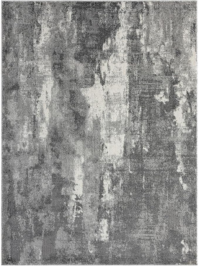LUXE WEAVERS Euston Collection 7681 Dark Grey 4x5 Modern Abstract Area Rug