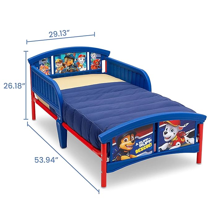 Delta Children Plastic Toddler Bed, Nick Jr. PAW Patrol Twinkle Galaxy Dual Sided Recycled Fiber Core Toddler Mattress (Bundle)