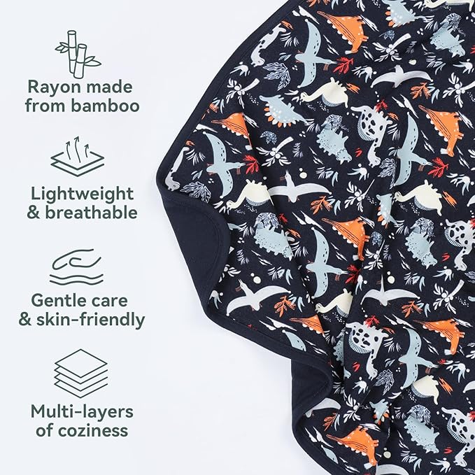 Supersoft Baby Blankets for Girls Boys, Rayon Made from Bamboo Baby Quilt - Breathable & Hypoallergenic Blanket for Bedding Crib Stroller 30"x40" (Dinosaur World)