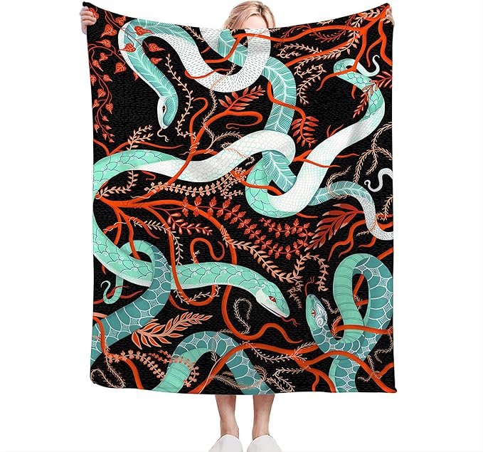 Snake Throw Blanket for Women, Men & Kids - Soft, Warm & Cozy Fleece Blanket for Couch, Sofa & Bed - 80"x60"