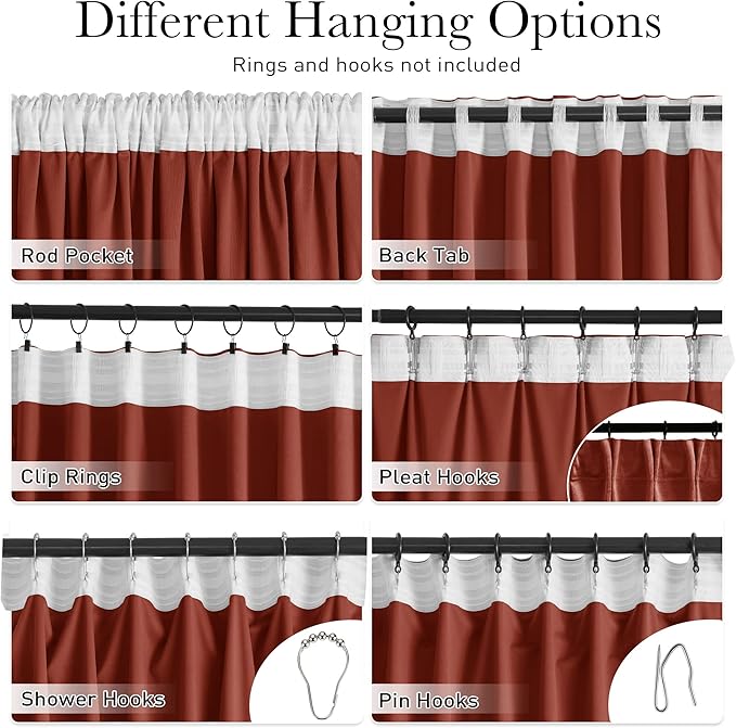 StangH Rust Red Velvet Curtains - Christmas Holiday Decoration Thermal Insulated Noise Reducing Drapes for Home Theater/Studio/Dining Room, W52 x L84, 2 Panels