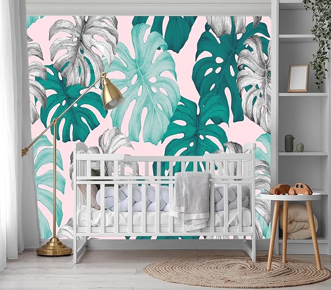 XMPMBM-Tropical Leaf Botanical backsplash Large Decorative Wallpaper Banana Leaf Plant Bedroom Bathroom Wall Mural- W 154" X H 105"（112 Square Foot）