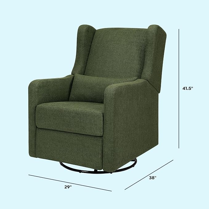 DaVinci Carter’s Arlo Swivel Rocker Recliner Chair - GREENGUARD Gold, FSC & Certi-PUR US Certified - Ultra Comfy Nursery Glider Recliner - Glider Rocking Chair for Nursery & Living Room - Forest Green