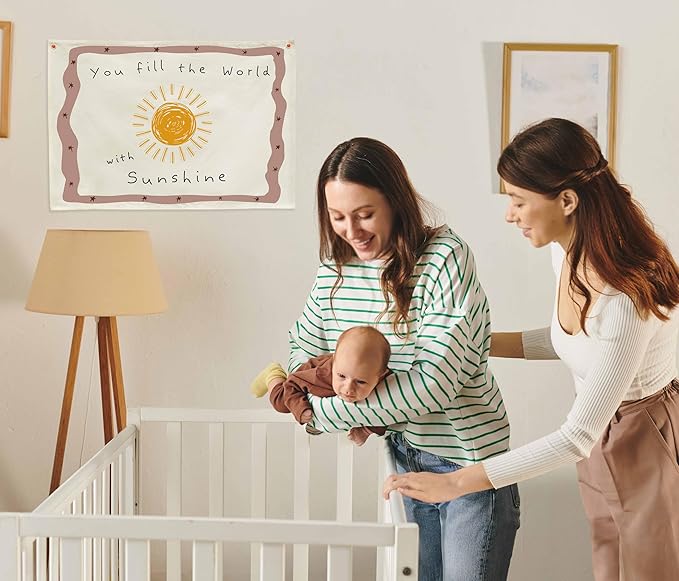 Positive Toddler Kids Growth Stuff for Nursery Bedroom Playroom Above Crib Wall Decor Hanging Rectangular Banner Poster Flag Sign Gift Baby Shower Birthday Baptism Christmas Gift You Fill the World