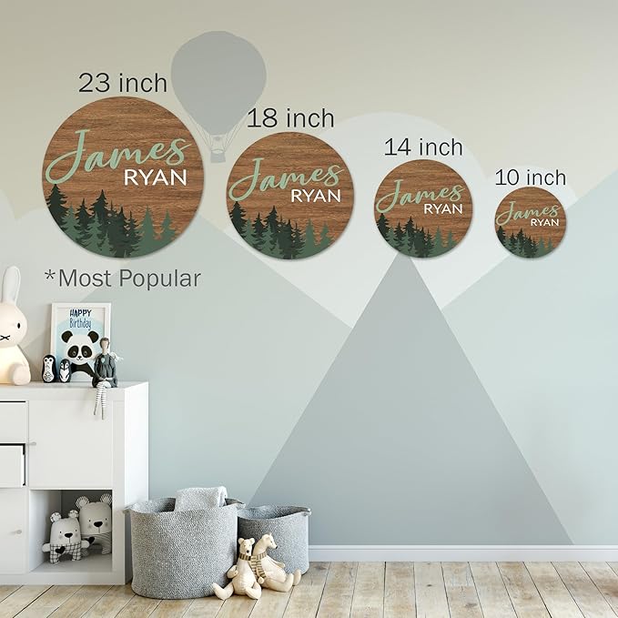 Custom Woodland Theme Nursery Name Sign for Kids Room Decor (23")