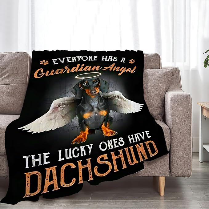 Dachshund Gifts & Decor: Cute Dog Throw Blanket - Soft, Warm, Cozy Fleece for Couch, Sofa, Bed - 50"x40"