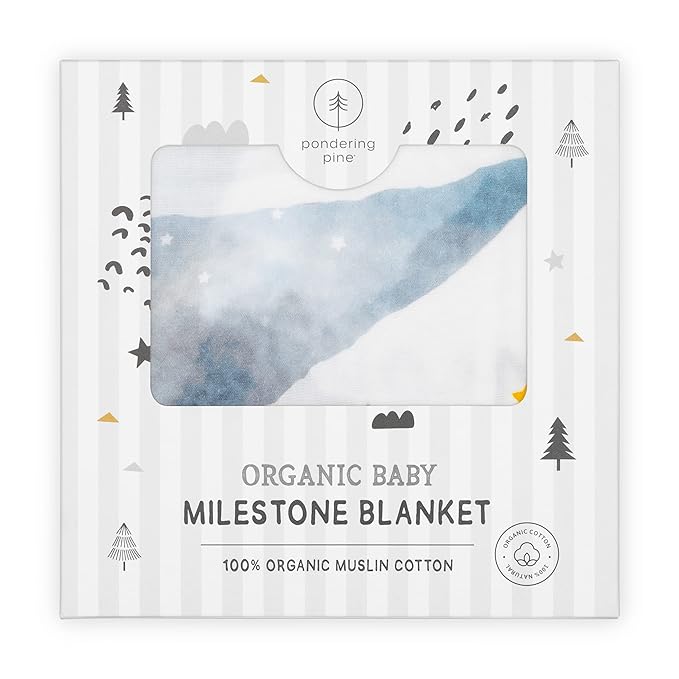Organic Baby Monthly Milestone Blanket Boy - Love You to The Moon and Back Blanket for Boys, Growth Chart for 1-12 Months Milestones, Gender Neutral, 47”x47”