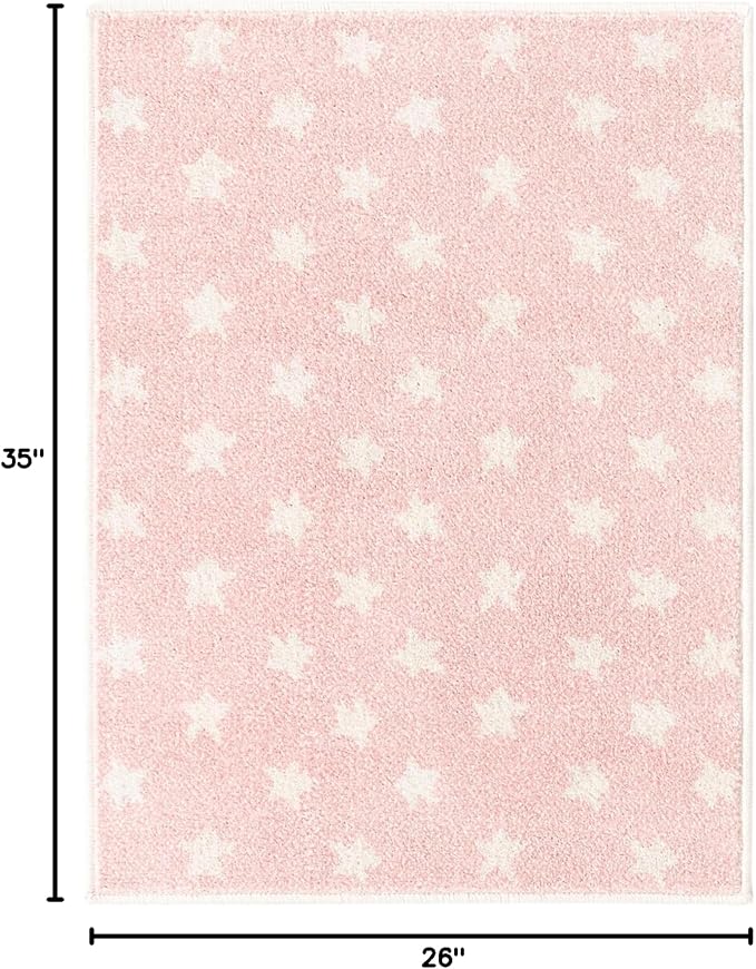 Unique Loom Whimsy Kids Collection Area Rug - Stars (2' 2" x 2' 11" Rectangle, Pink/ Ivory)