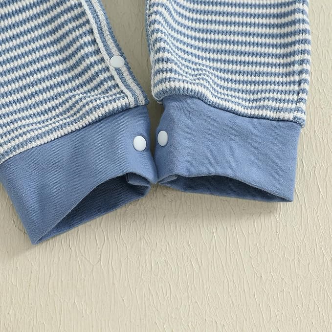 Infant Boys Fall Clothes Newborn Baby Romper Hat Stripe Knit Long Sleeve Bodysuit Jumpsuit Baby Going Home Outfit