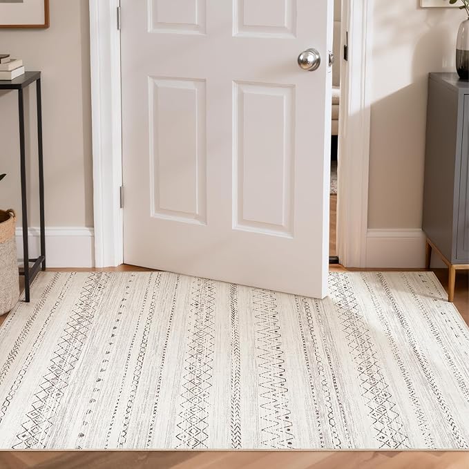 Area Rugs for Living Room Washable Living Room Rug Soft Neutral Indoor Floor Carpet Non-Slip Stain Resistant Modern Boho Rugs for Bedroom Dining Room Kids Room Nursery Office Home Brown