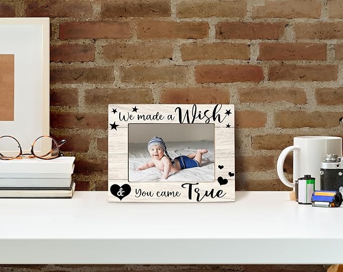 Baby Picture frame, Baby Photo Frame, Baby Girl Nursery Decor, Grandma Picture Frame, New Mom Gifts, We Made a Wish & You Came True, Photo Frame 8x10