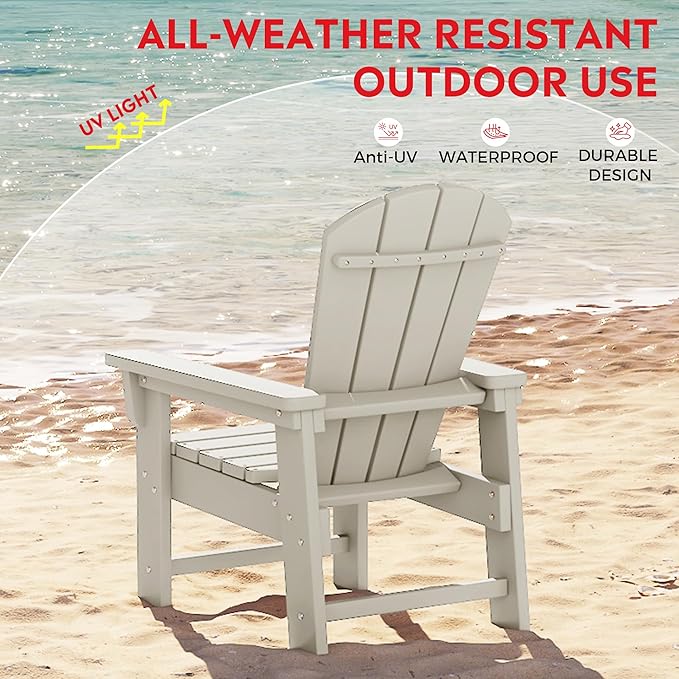 Costaelm Paradise Kids 5-Piece HDPE Outdoor Patio Round Dining Table and Chairs Set, Sand