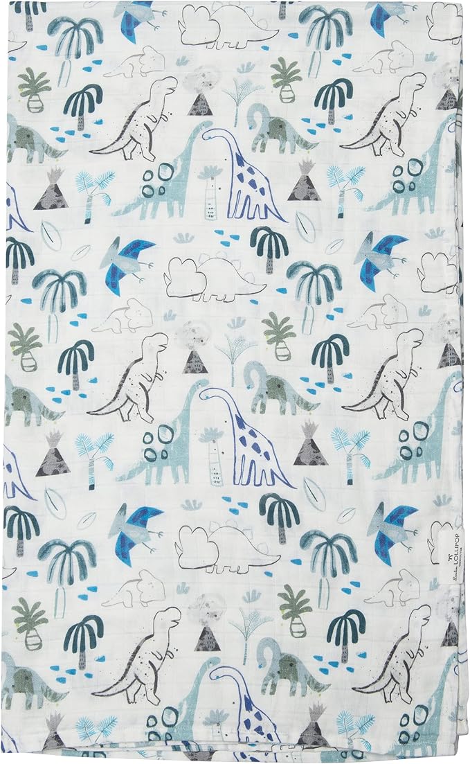 Loulou Lollipop Soft Baby Swaddle Blanket Muslin Wrap Receiving Blanket for Newborn to Toddler Girl and Boy, Large 47” by 47” - Dinosaurs