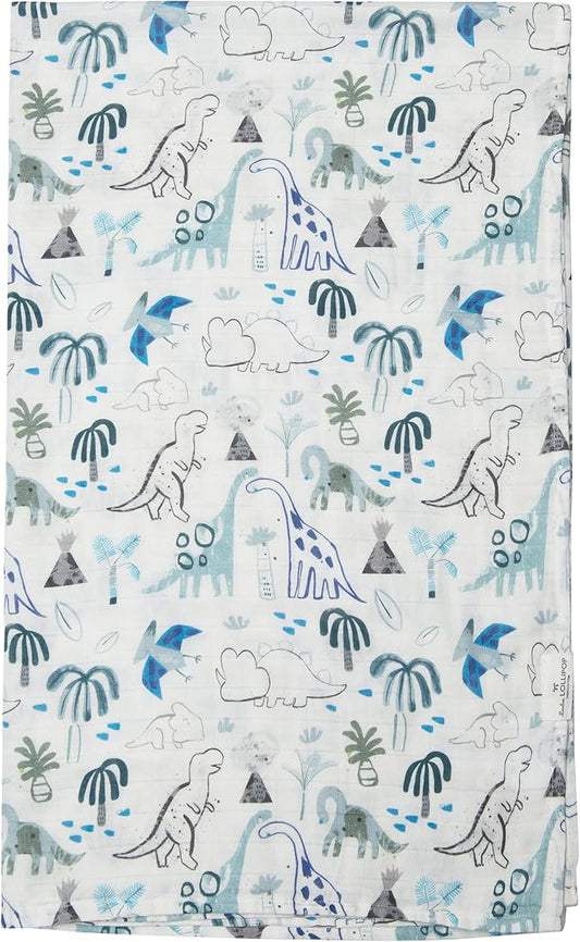 Loulou Lollipop Soft Baby Swaddle Blanket Muslin Wrap Receiving Blanket for Newborn to Toddler Girl and Boy, Large 47” by 47” - Dinosaurs
