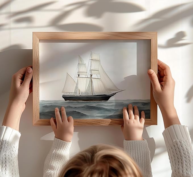 BMFLFWXE Vintage Nautical Nursery Wall Art Boy Coastal Canvas Posters Teddy Bear Sailor Pictures Navy Blue Ocean Sailboat and Lighthouse Painting Print Artwork for Kids Boy Room Playroom, Unframed