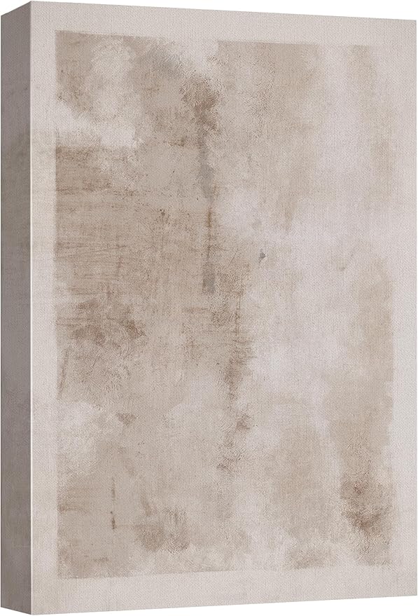 SIGNWIN Canvas Print Wall Art Faded Textured Brown & White Color Blocks Abstract Shapes Illustrations Minimalism Contemporary Nordic Decorative for Living Room, Bedroom, Office - 32"x48"