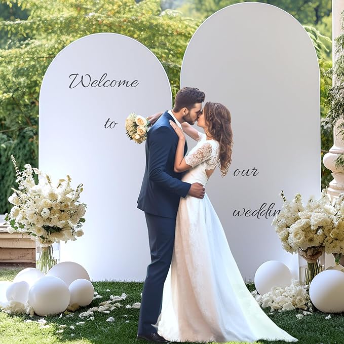 6.6FT White Arch Backdrop Cover, Spandex Fitted Wedding Arch Stand Covers Round Top Chiara Backdrop Cover for Birthday Party Ceremony Banquet Decoration