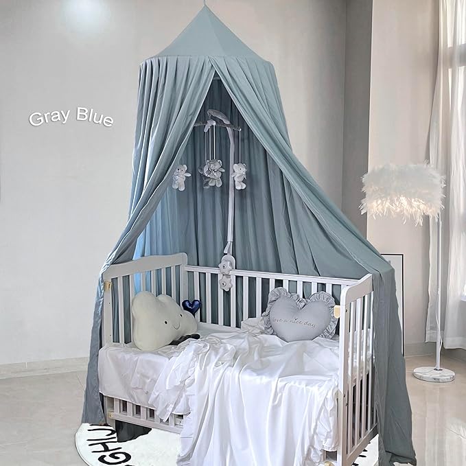 Kids Bed Canopy - Girls Canopy for Crib, Nursery, Reading Nook - Light Blue