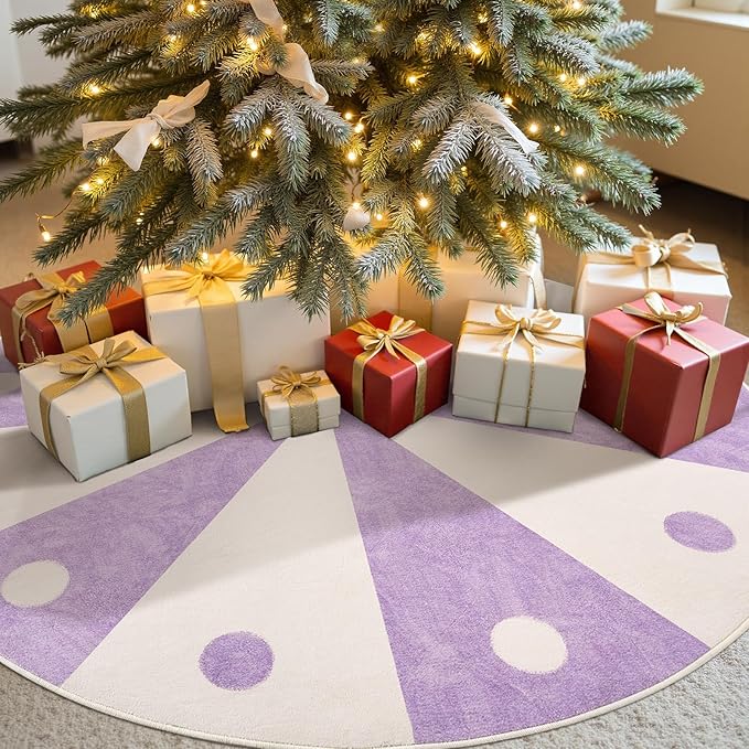 jinchan 5ft Round Rug Lilac Purple Washable Fun Cute Playroom Mat Non Slip Cheerful Circle Cool Rug Soft Cozy Low-Profile Playful Carousel Throw Carpet for Kids Gift Teens Dorm Entryway Bedroom