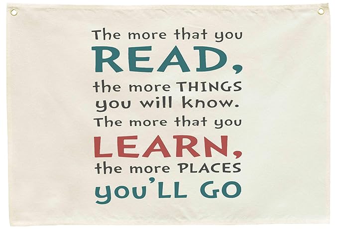 Reading Room Wall Decor-Rectangular Canvas Banner Flag Wall Decor for Boy Girl Kids,Above Writing Desk Reading Room Decor-Birthday Christmas Gift-the More That You Read,the More That You Learn