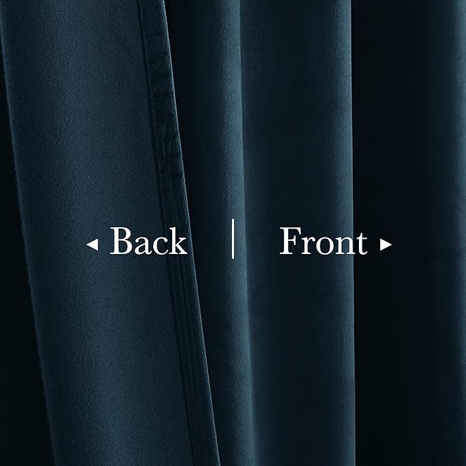 StangH Navy Blue Velvet Curtains 94 inches Long Back Tab Soft Thermal Insulated Room Darkening Sliding Door Drapes Home Decor for Bedroom Living Room, W52 x L94, 2 Panels