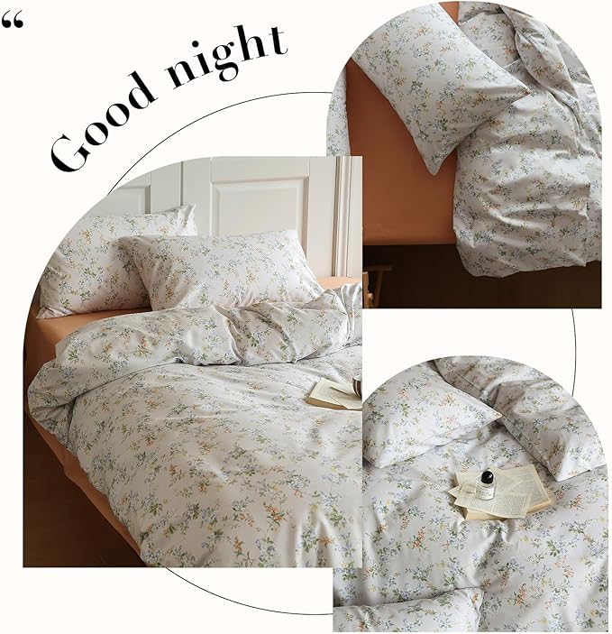 LifeTB Retro Flower Duvet Cover King Vintage Style Botanical Duvet Cover Farmhouse Garden Floral Bedding Set Cottagecore Duvet Cover Set Wildflower Botanical Comforter Cover for Girls Women