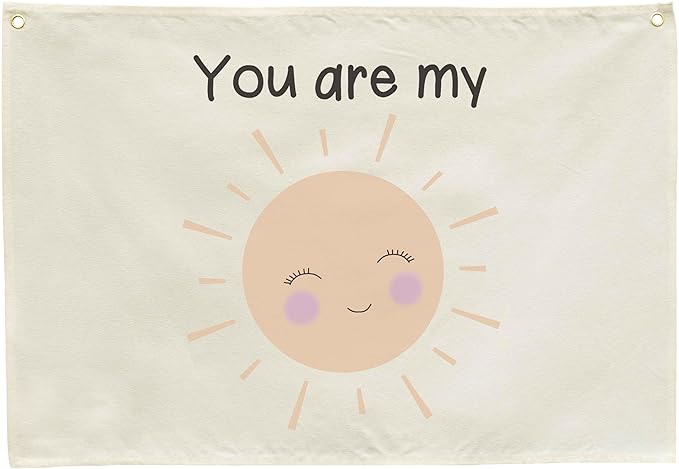 Nursery Canvas Banner Wall Decor-Hanging Rectangular Flag Sign Art for Kids Girl Boy Teen,Bedroom Playroom Babyroom Decoration,You are My Sunshine Gift,Christmas Baby Shower Gift 28.5"L x 20"W