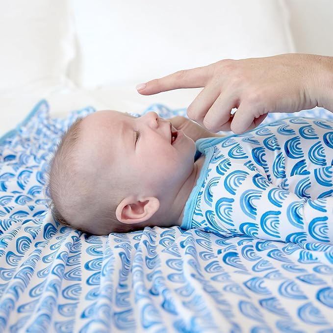 Little Sleepies Cloud Blanket, Soft Viscose from Bamboo Toddler & Baby Blanket for Boys & Girls, Lightweight, Perfect for Hot Sleepers, 50" x 50", Large (Blue Rainbows)