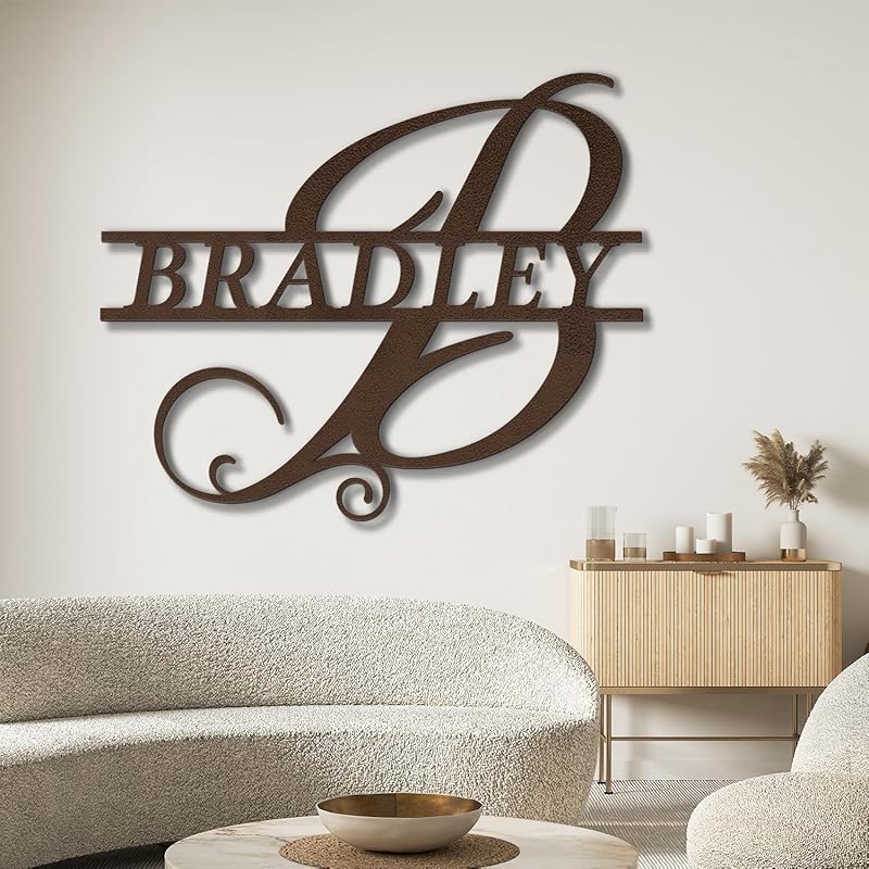 Custom Metal Wall Art Split Letter Monogram Wall Decor Metal Wall Art Last Name Sign Family Name Sign Personalized Wedding Gift Fire Pit Sign Outdoor Decor Cabin Sign