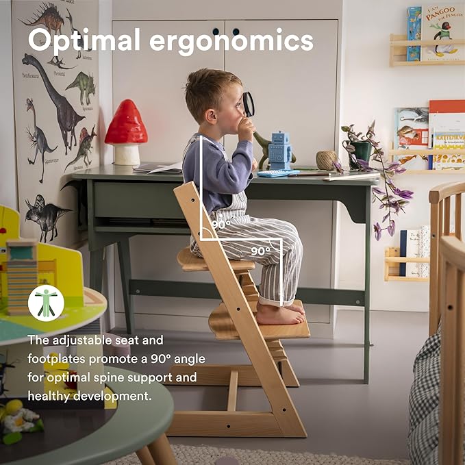 Tripp Trapp Chair from Stokke, Natural - Adjustable, Convertible Chair for Toddlers, Children & Adults - Convenient, Comfortable & Ergonomic - Classic Design