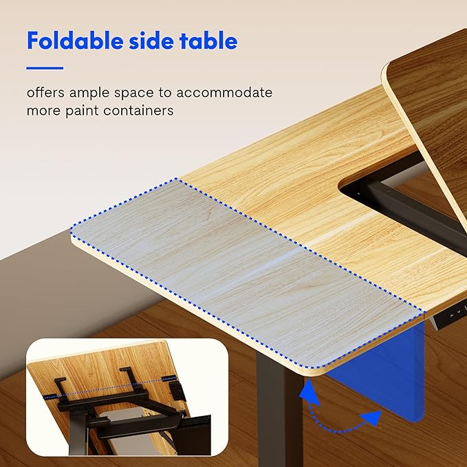 FLEXISPOT Electric Drafting Table Adjustable Height 47.2"x23.6" Standing Drawing Desk Extendable Top Craft Workstation w/Tilting Tabletop, Storage Drawer for Study, Office, Studio, Art, Adult & Kid