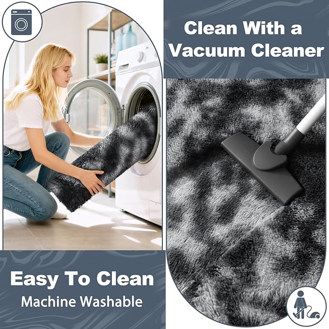 EVOIONOS Tie-Dyed Dark Grey Round Rug Living Room, 6x6 Ft Fluffy Soft Circle Area Rugs Bedroom, Plush Shaggy Circular Carpet Indoor Floor Bedside Kids Nursery, Machine-Washable Home Decor Aesthetic