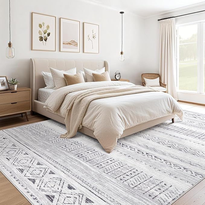 Area Rugs for Living Room Washable Living Room Rug Soft Neutral Indoor Floor Carpet Non-Slip Stain Resistant Modern Boho Rugs for Bedroom Dining Room Kids Room Nursery Office Home Brown