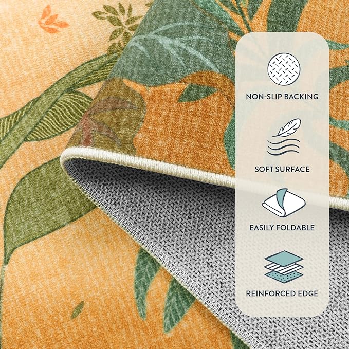 Lahome Fall Jungle Washable Rugs, 9x12 Large Autumn Living Room Rug Sunset Bedroom Carpet, Soft Dining Room Carpet for Under Table Non Slip Non Shedding Floor Mat for Playroom Sunroom