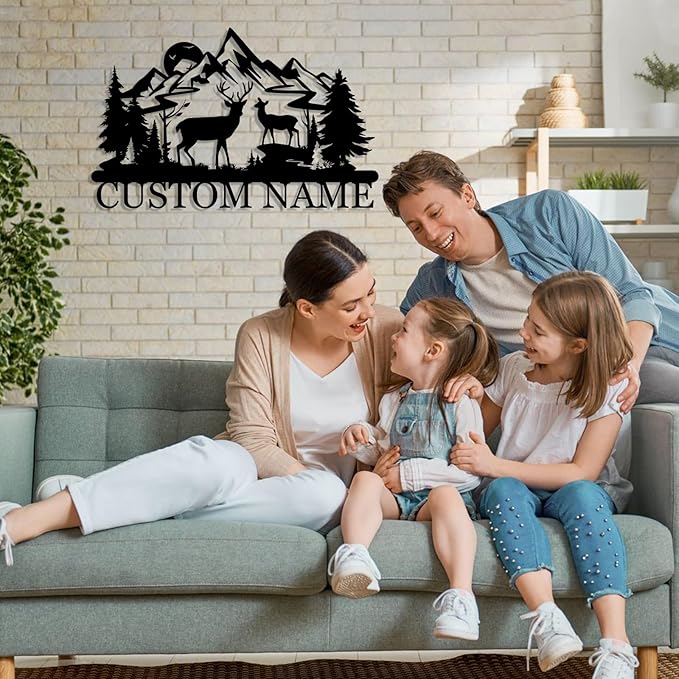 Personalized Camping Signs | Custom Metal Name Sign | Personalized Deer Metal Cabin Sign | Mountain Wall Decor | Custom Signs Outdoor Metal | Deer Hunter Gift | Cabin Sign | Porch Sign