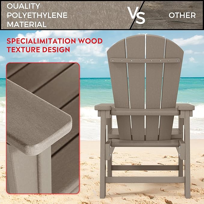 Costaelm Paradise Kids 5-Piece HDPE Outdoor Patio Round Dining Table and Chairs Set, Weathered Wood