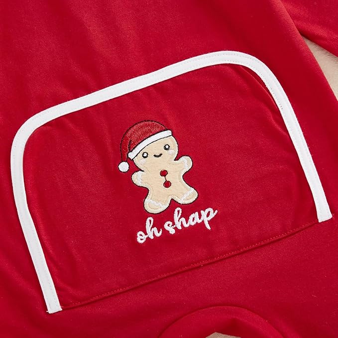 Merqwadd Baby Christmas Outfit Boy Girl Santa Cookies Zipper Onesie Infant Christmas Romper Jumpsuit
