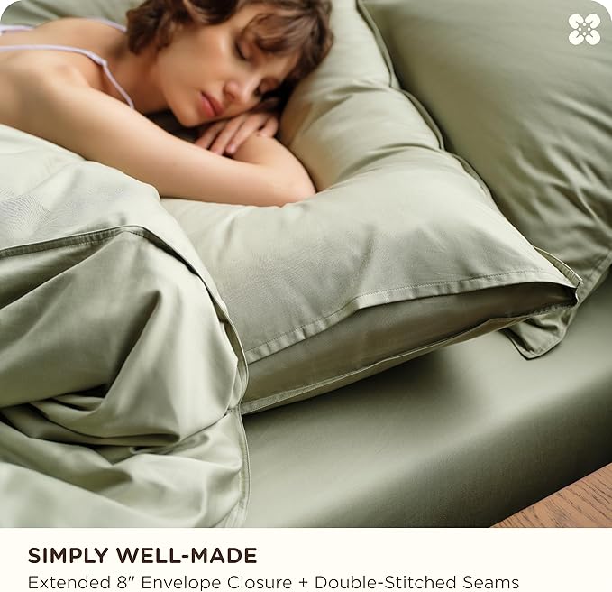 Bedsure Cotton Duvet Cover King Size, Cotton & Rayon Derived from Bamboo Blend Duvet Cover Set for Hot Sleepers,Ultra-Soft, Breathable & Lightweight Home Bedding for All Seasons (Sage Green,104"x90")