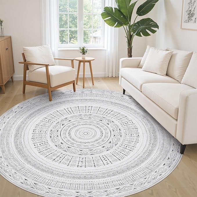 Area Rugs for Living Room Washable Living Room Rug Soft Neutral Indoor Floor Carpet Non-Slip Stain Resistant Modern Boho Rugs for Bedroom Dining Room Kids Room Nursery Office Home Dark Grey