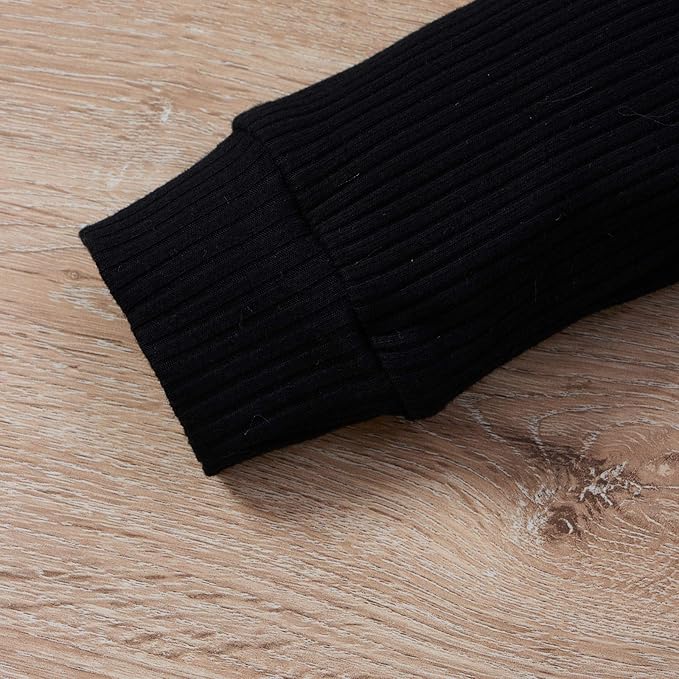Newborn Baby Boy Girl Clothes Ribbed Knitted Cotton Long Sleeve Romper Long Pants Solid Color Fall Winter Outfits