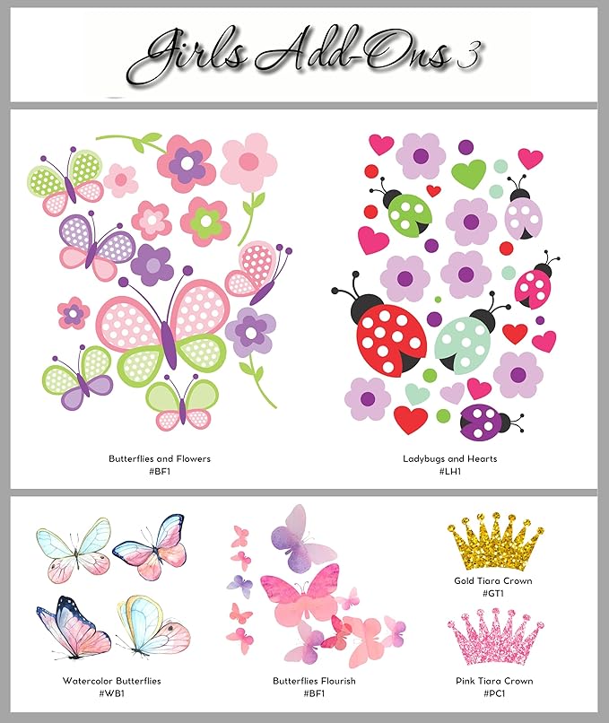 Decor Designs Decals Fancy Girls Personalized Custom Name Vinyl Wall Art Decal Sticker, Nursery Bedroom Baby Decor, Multiple Font and Color, (Multiple Size Choices) (Name with Initial)