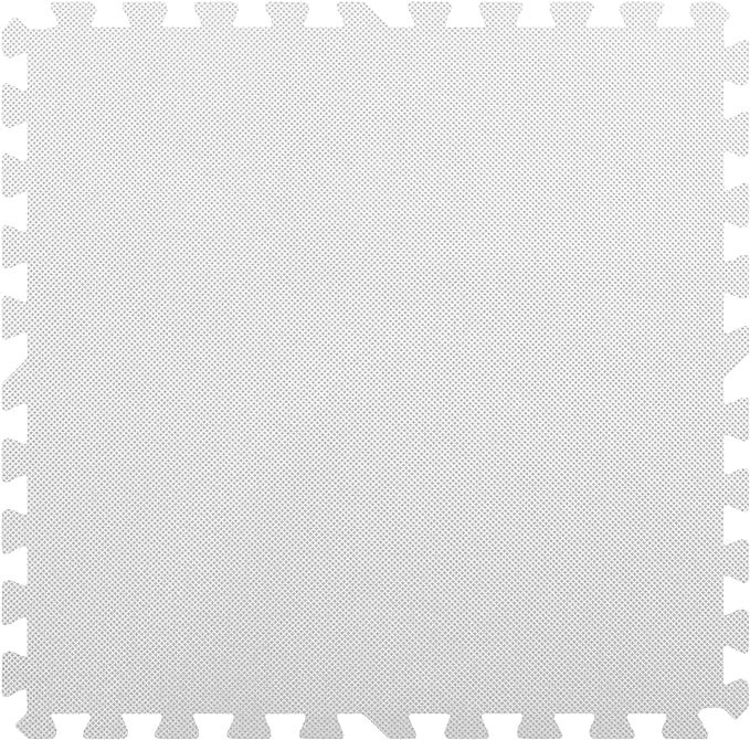 Flooring Inc's 1/2" Soft Non-Toxic Baby Play Mat, Toddler Playmat, Colorful Puzzle PlayMat, Floor Mats for Kids & Babies, EVA Foam Interlocking Tiles for Nursery & Playroom | White, 4 Tiles, 16 Sq/Ft