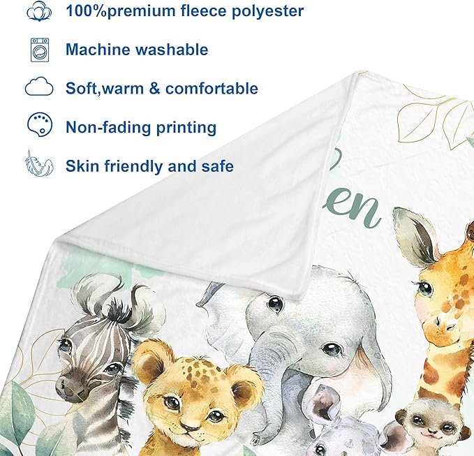 J&SBGFT Personalized Baby Blanket for Boys,Customized Name Blanket with Name, Receiving Blankets for Toddlers Kids Nursery Stroller Crib Decor Throw, 30x40, Color19