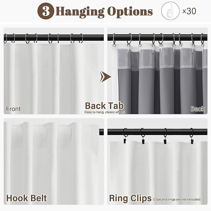Guken Off White 100% Room Darkening Linen Curtains for Bedroom 108 Inches Long 2 Panels Linen Farmhouse Nature Back Tab Hook Belt Home Decor Privacy Drapes for Room Divider Sliding Door 52x108 9Ft