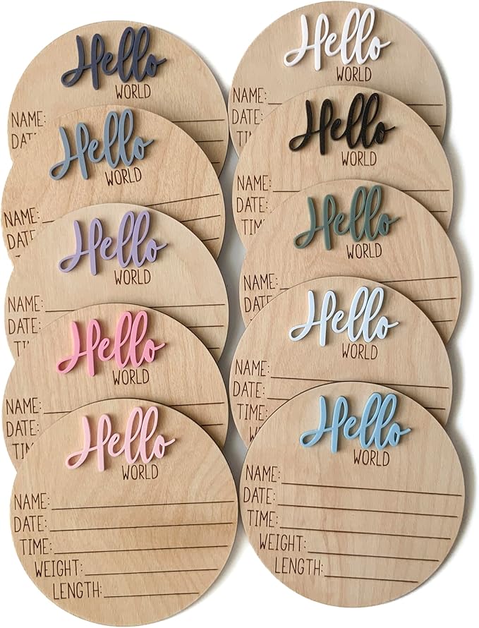 Hello World Newborn Sign, Baby Announcement Sign, Birth Announcement Sign, Hello World Nursery Sign, Baby Hospital Sign, Photo Prop for baby girl boy - (Navy Blue)