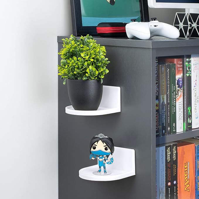 BRAINWAVZ 4.6" Round Baby Monitor Wall Mount Shelf, Adhesive & Easy to Install, Also for Cameras, Speakers, Decor, Toys, Bedroom, WiFi Routers, Kitchen, Cable Box & More, (CF125, White)